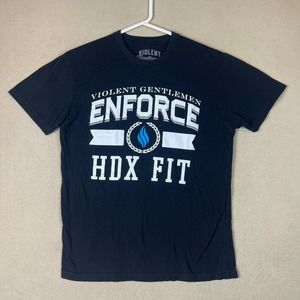 Violent Gentlemen T-Shirt Adult Medium Black Hockey Logo Print Short Sleeve Mens